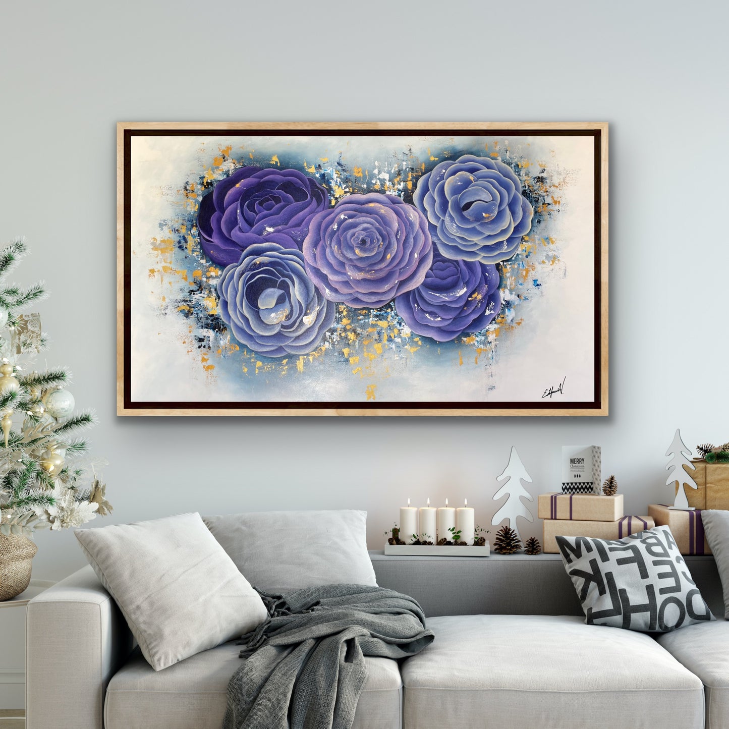 Invierno - Cuadro decorativo de camelias